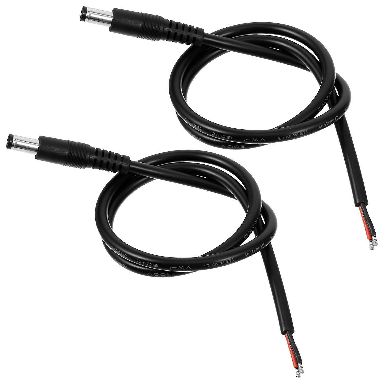 DC Power Pigtail Cable 2Pcs Power Supply For Electronics 19.7X0.4X0.4In Black Designed To Prevent Power Interference