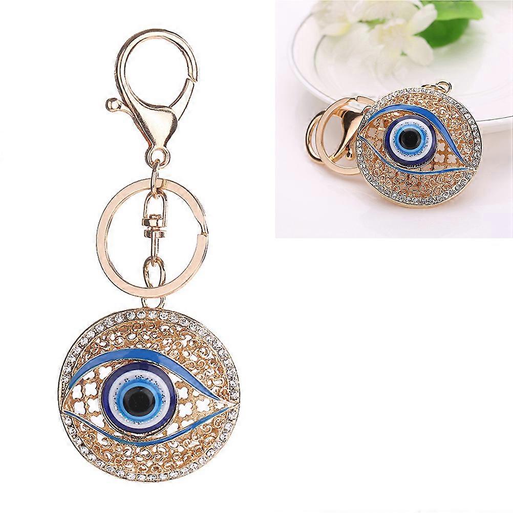Big Eye Hollow Out Round Pendant Keychain Bag Car Key Ring 11 X 4.5 X 2Cm Modern Design Decoration 1Pack