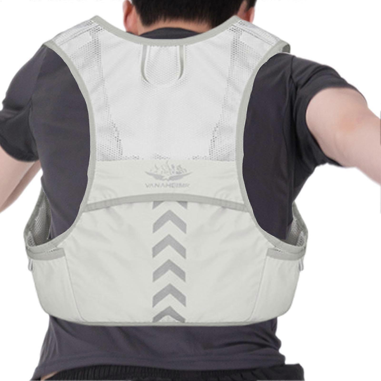 Hydration Running Vest for Hiking Cycling Running, Lightweight Breathable Backpack with Reflective Chest Pocket and Phone Holder, Sports Grey