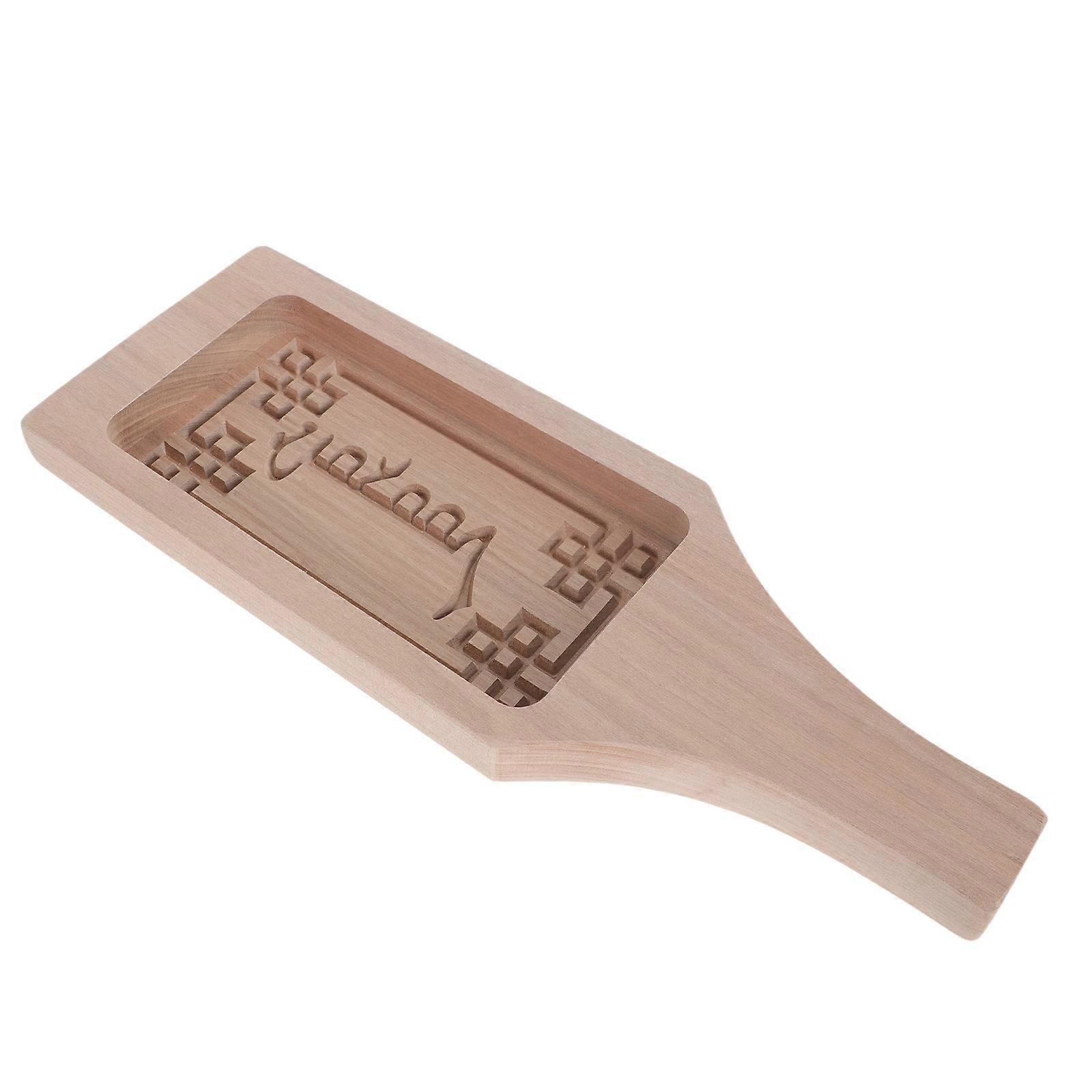 Wooden Biscuit Shape Embossing Mold for Kitchen Made of Synthetic Material Khaki Color Small Size
