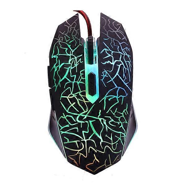 6 Keys Crack Pattern Wired Optical Game Mouse 2400DPI with Breathing Backlit Light
