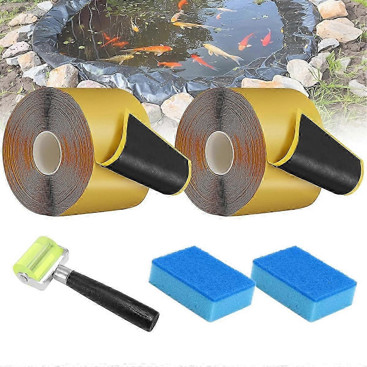 池ライナーシームテープ、防水シームテープ、スポンジとローラー2個、池ライナールーフエディション0808用粘着補修テープ