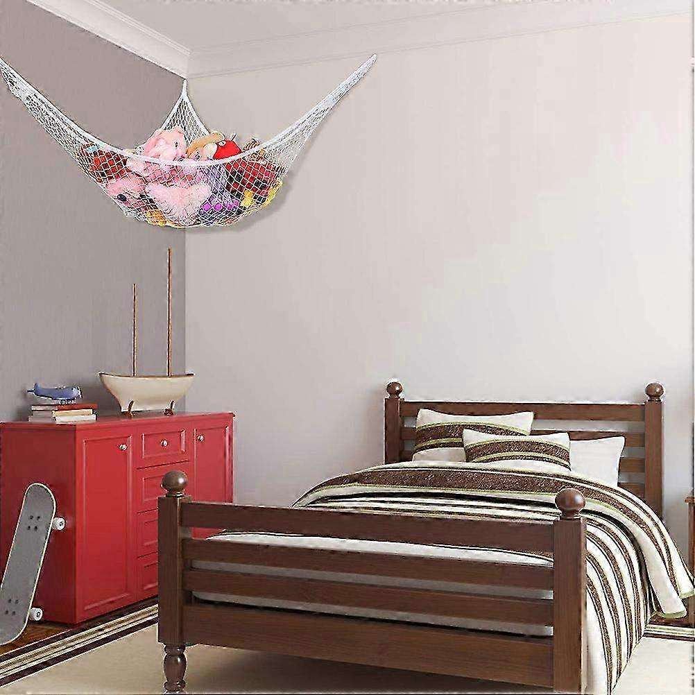 Large Mesh Stuffed Animal Toy Hammock - Kids Wall Corner Organizer & Storage Net for Toys & Plush Animals - Practical Space Saver