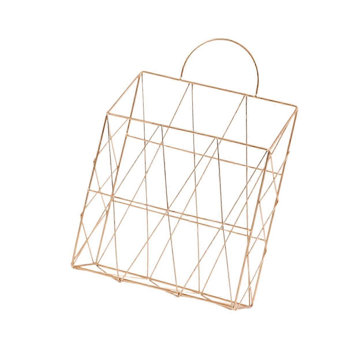 Iron Desk Organizer with Magazine Rack and Wall Mounted Storage Basket for Home Office Size 1