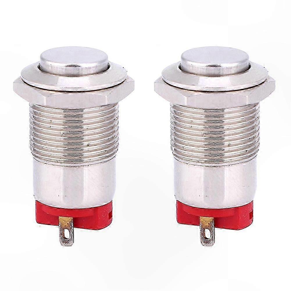 2-Pack 12mm Metal Push Button Switch, Latching 2-Pin Waterproof Electronic Component for DIY Projects