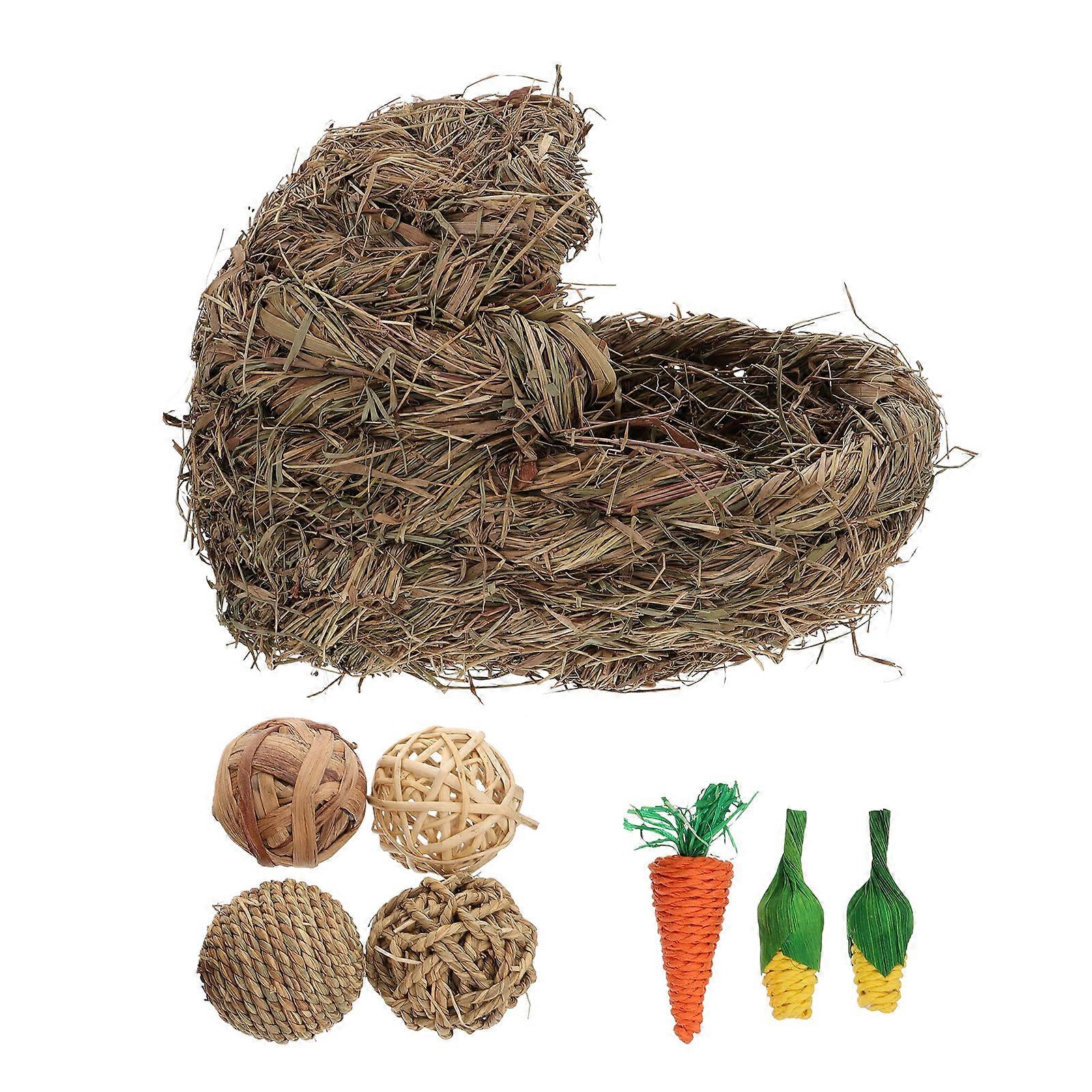 Hand Woven Natural Pet Grass Nest for Hamsters & Rabbits – Safe, Stylish Resting House for Comfortable Play Area