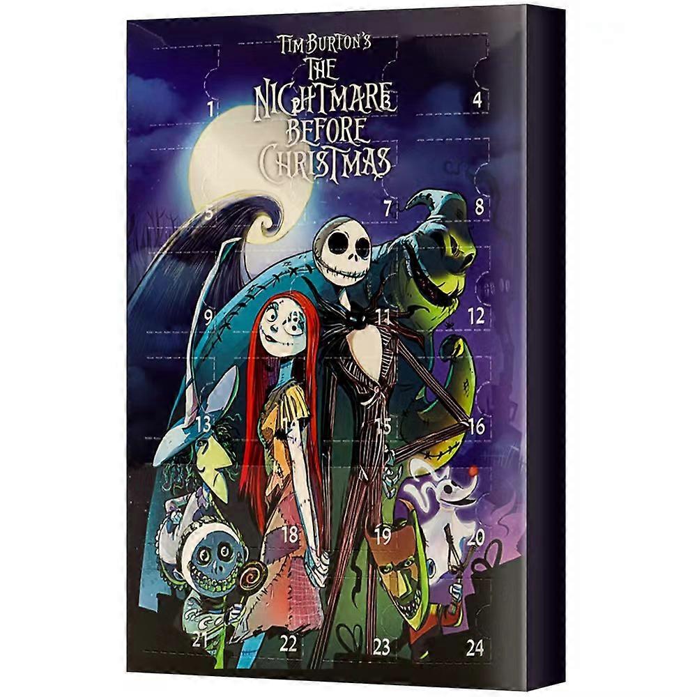 24-piece Halloween miniature character advent calendar, creative miniature skull,crow, tombstone, horror village series, advent calendar A