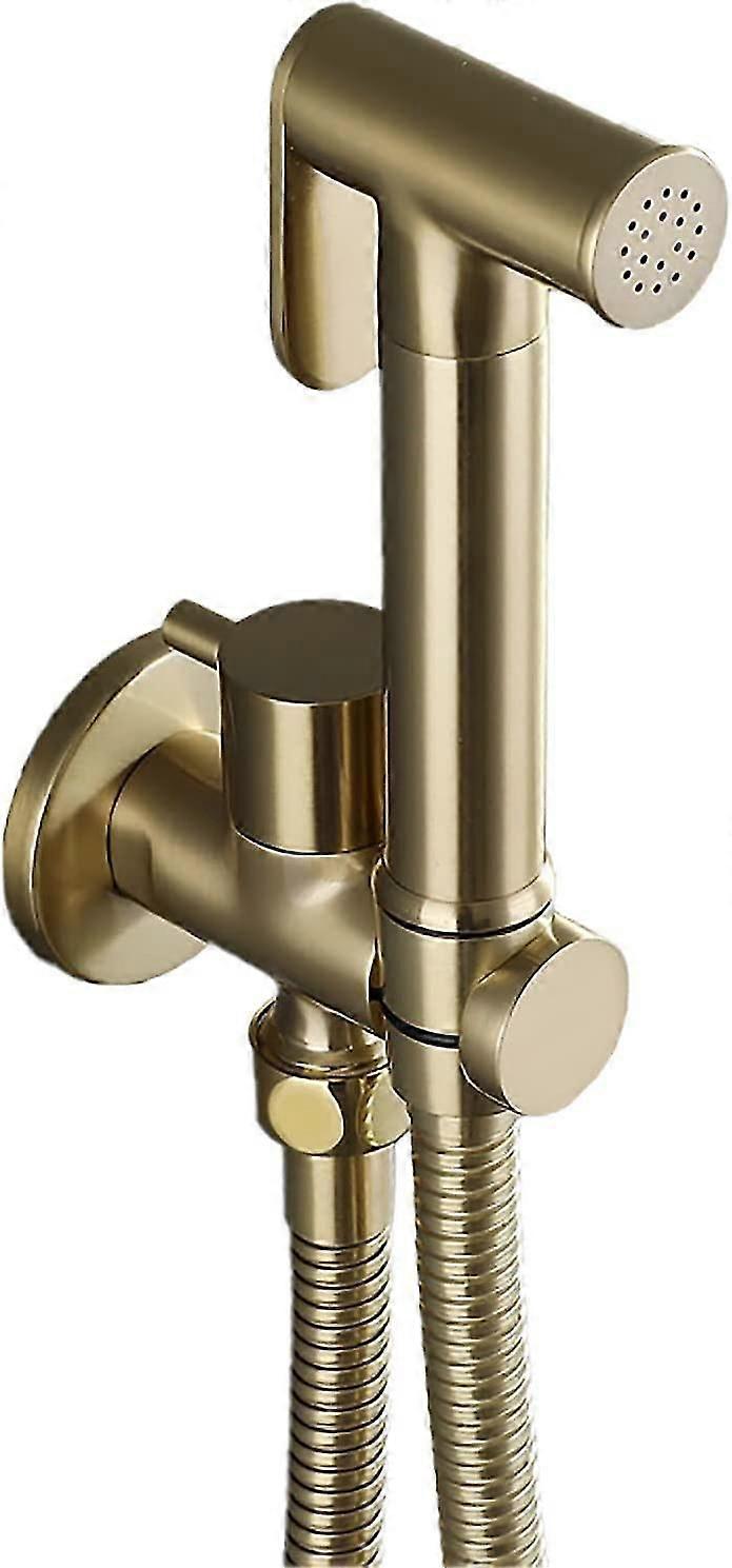Spruzzatore per bidet portatile per WC, kit spray per WC in ottone oro spazzolato singolo spruzzatore per WC a parete fredda spruzzatore per WC, pe...