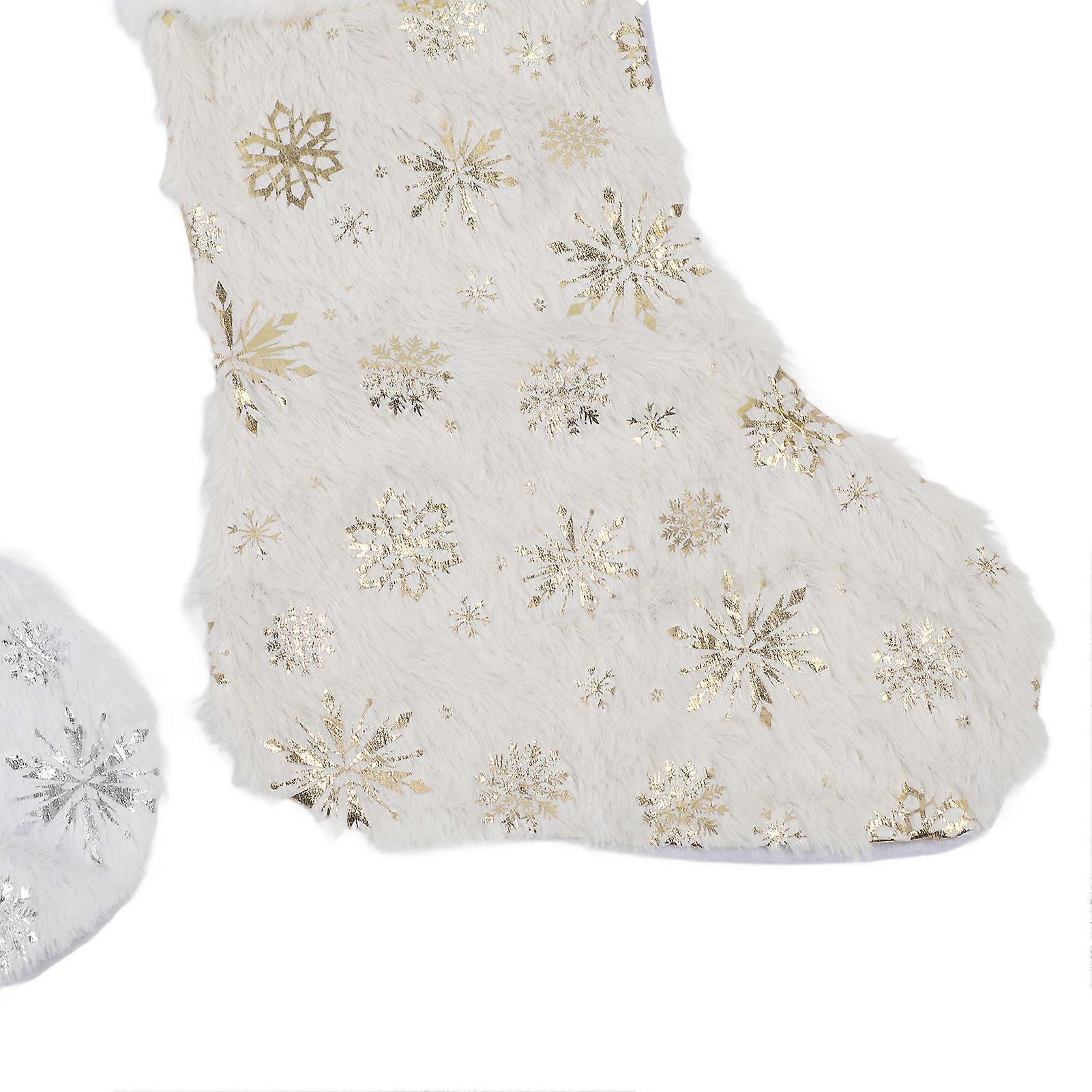 GPB 4pcs Stockings Decoration Snowflake Pattern Hot Stamping Technology Xmas Stockings with Wood Tags for Home Window