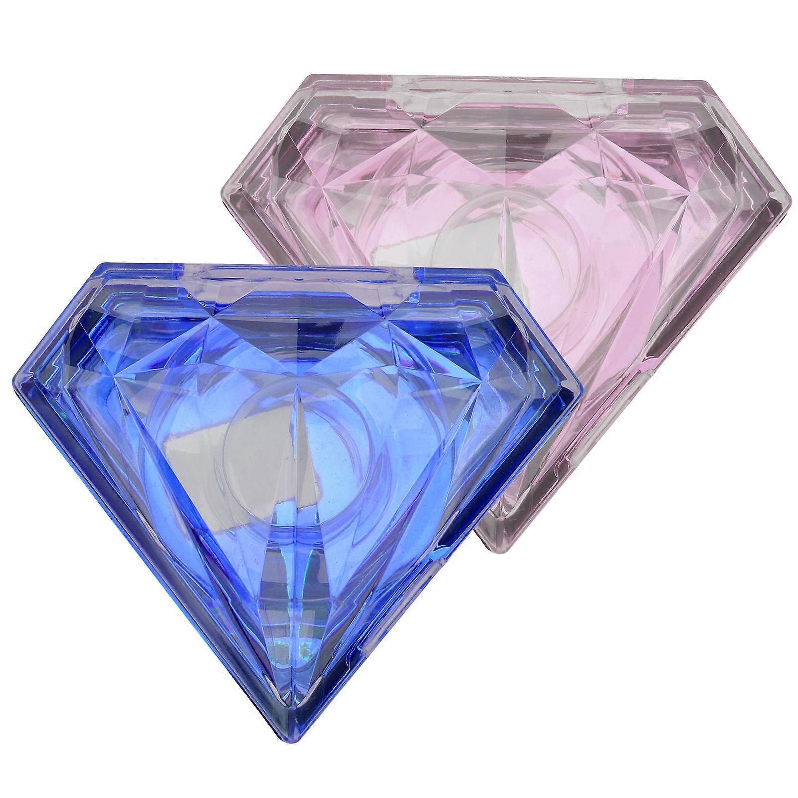 Acrylic False Eyelash Storage Boxes with Diamond Pattern for Secure Holding and Cleanliness 2Pcs