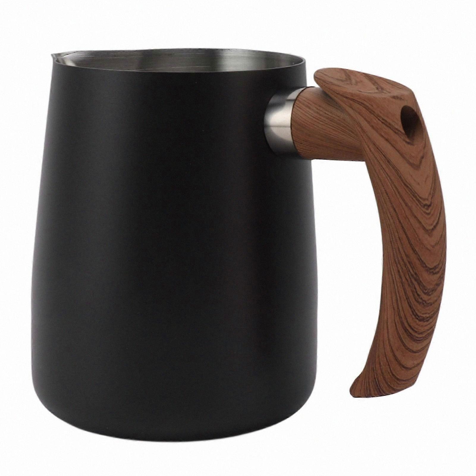 Matte Black 600ml Frothing Cup with Inner Scale, Dripless Spout, and Comfort Handle for Coffee Enthusiasts