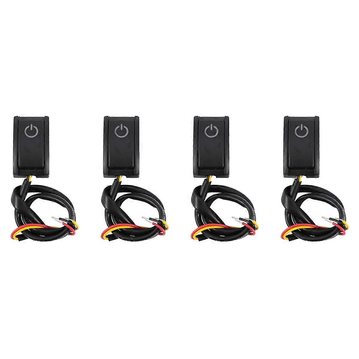 4X Car Button Switch DIY Switch Paste Type Off/on Switch for Car Reading Lamp/Turn Lights Small Ligh
