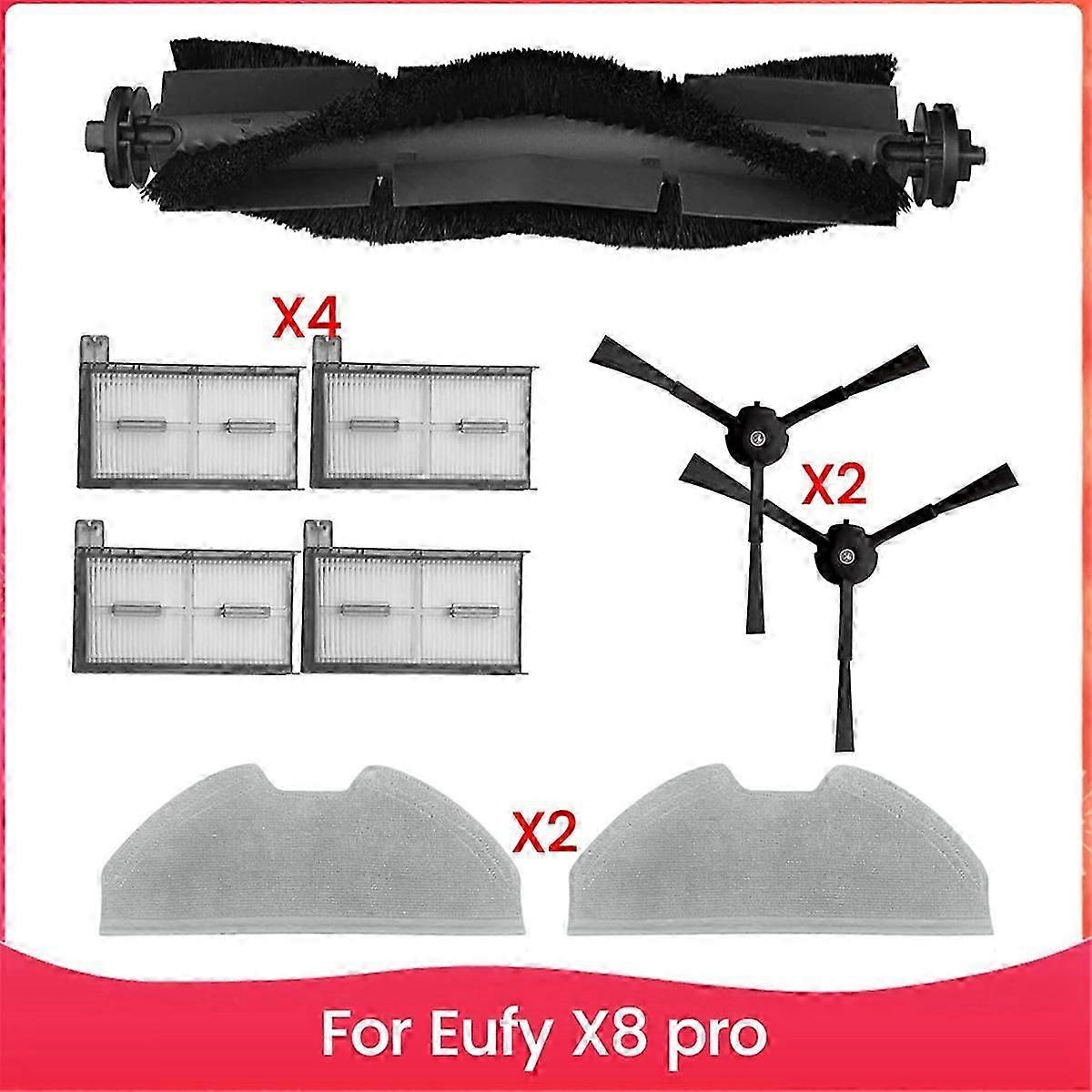 Replacement Parts compatible Eufy X8 Pro, Main Side Brush Hepa Filters Mop Pads Robot Vacuum Accessories-jc