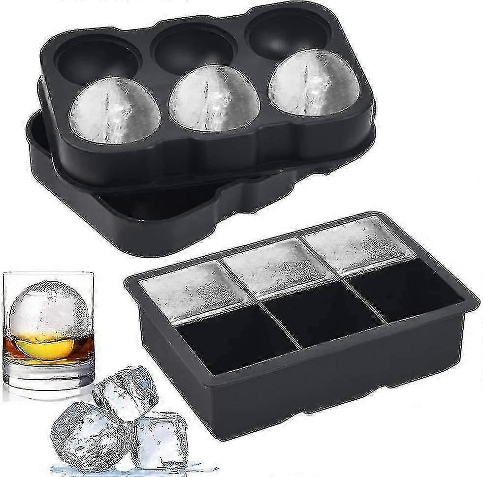 Silicone Ice Cube Mold, Round and Square Icea set, Silicone Ice Tra...