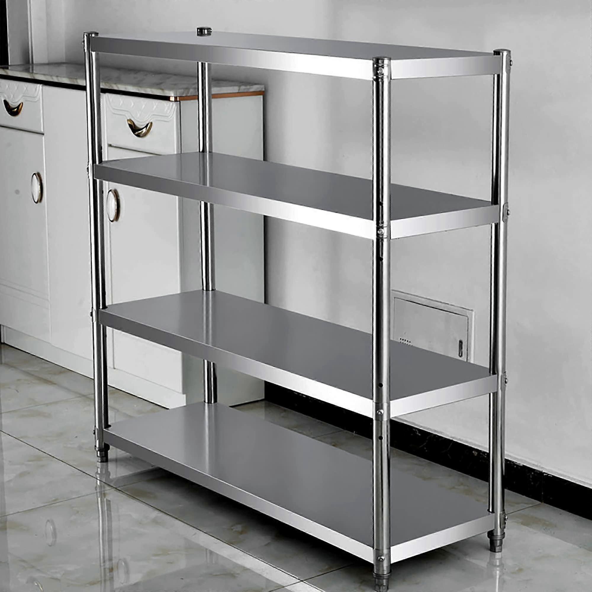 Stainless Steel 4 Tier Microwave Oven Rack For Kitchen Garage Heavy Duty Storage And Display Unit (120cm) Silver 120cm