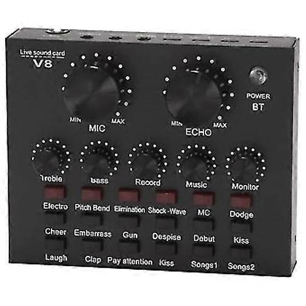 V8 Soundkarte Audio-Set-Schnittstelle Externes USB-Live-Mikrofon Soundkarte Bluetooth-Funktion für Com