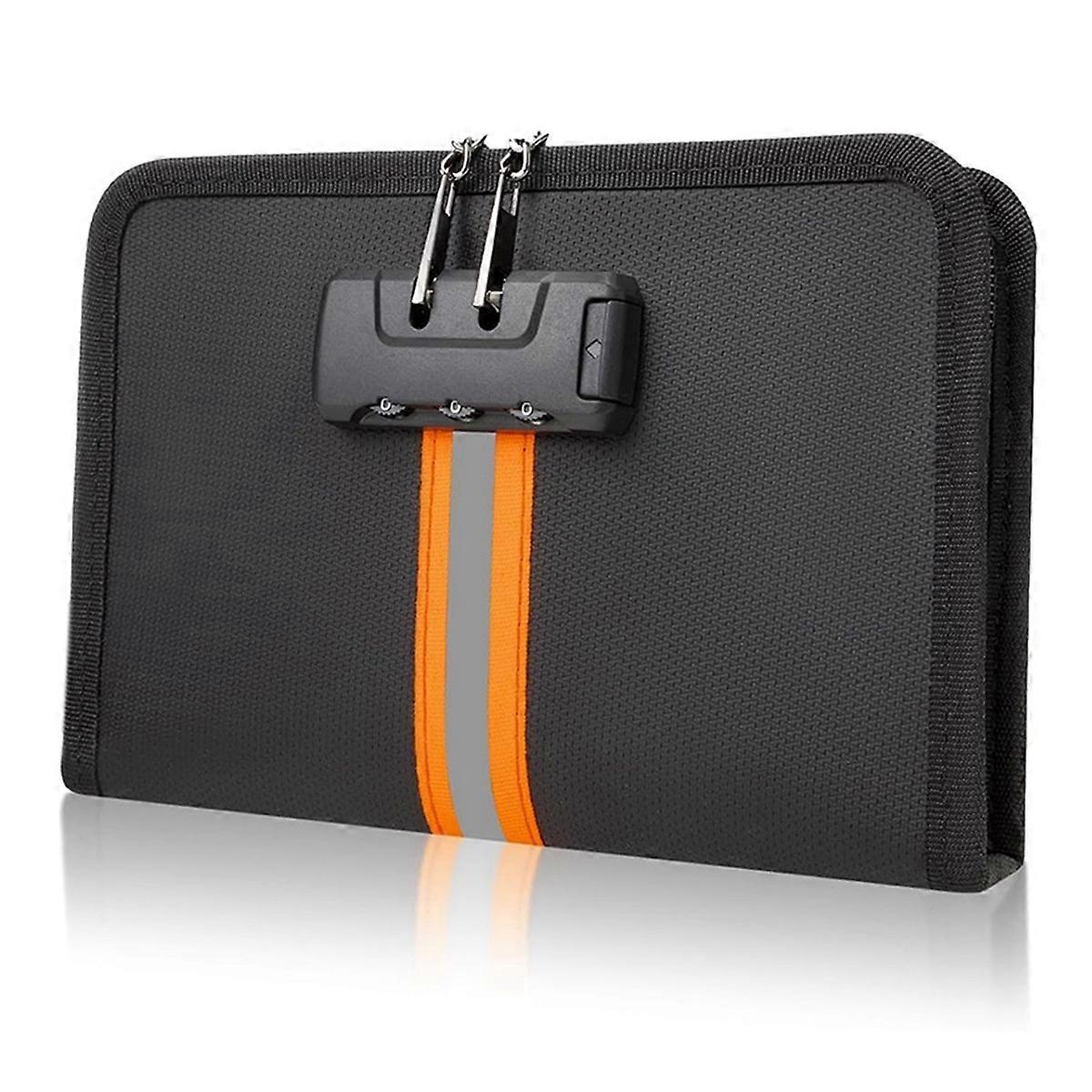 Fireproof Money Bag,Money Bag with Lock and Zipper,Safe Fireproof Waterproof,Suitable for Cash, 8.2x5.7Inch