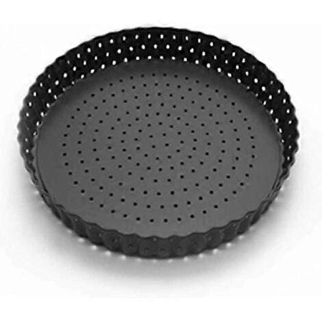 Perforated Pie Pan with Removable Bottom, Non-Stick Pizza Pie Pan, Fluted Round Pie Pan for Home, Restaurant, Hotel