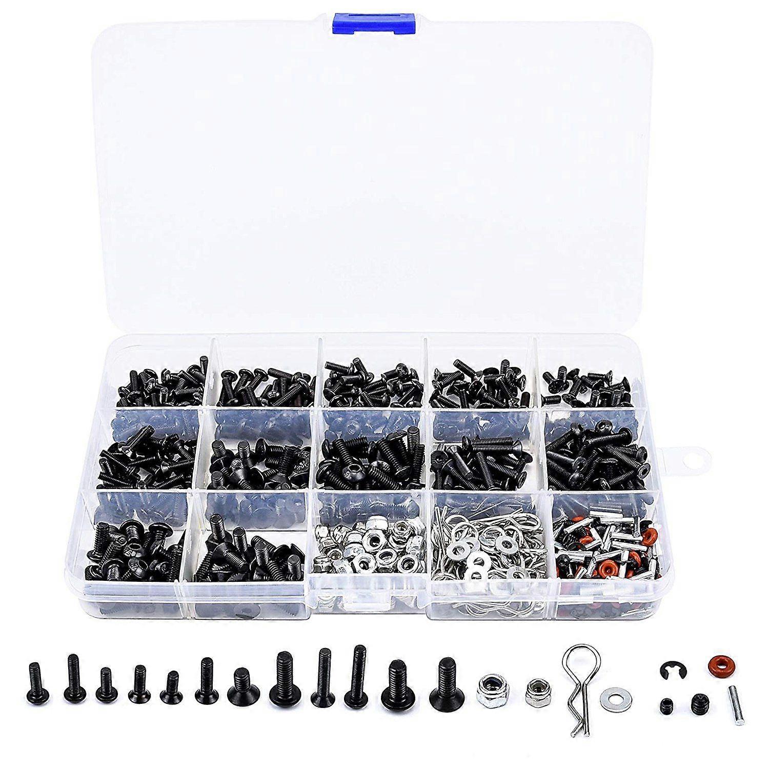 500PCS RC Car Screws Kit Hex Screws Nut Shell Buckle RC Repair Tool Kit for Arrma 1/8 -1/16 Scale R