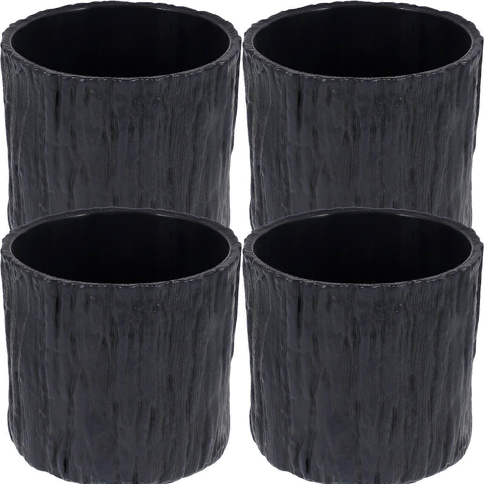 Grey Plastic Plant Pots with Natural Design for Indoor Daily Use Suitable for Desks and Shelves 4 Pieces