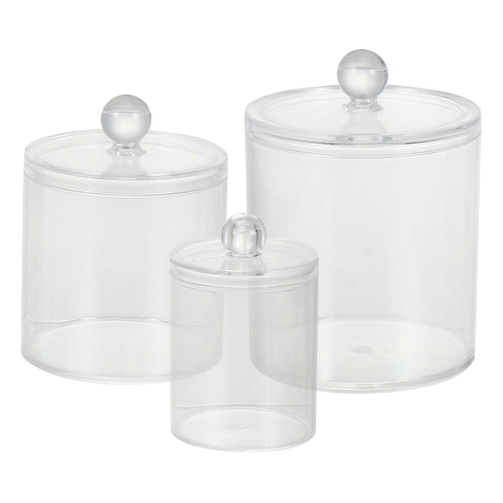 3 Pcs 1 Set Storage Boxes Swab Containers with Lid (Transparent)
