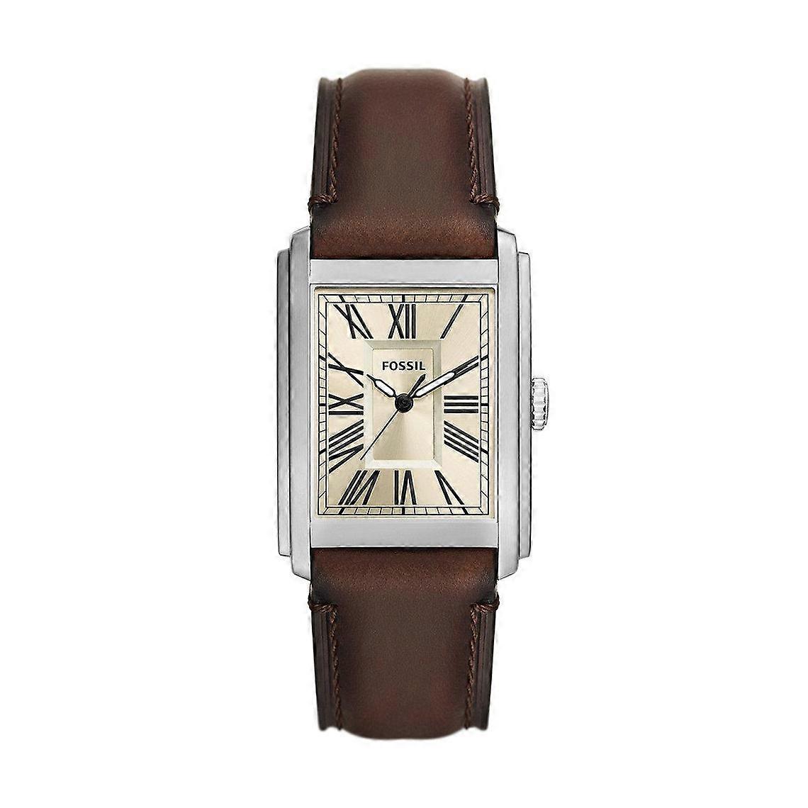 Fossil FS6012 Herrenuhr - Braunes Lederarmband