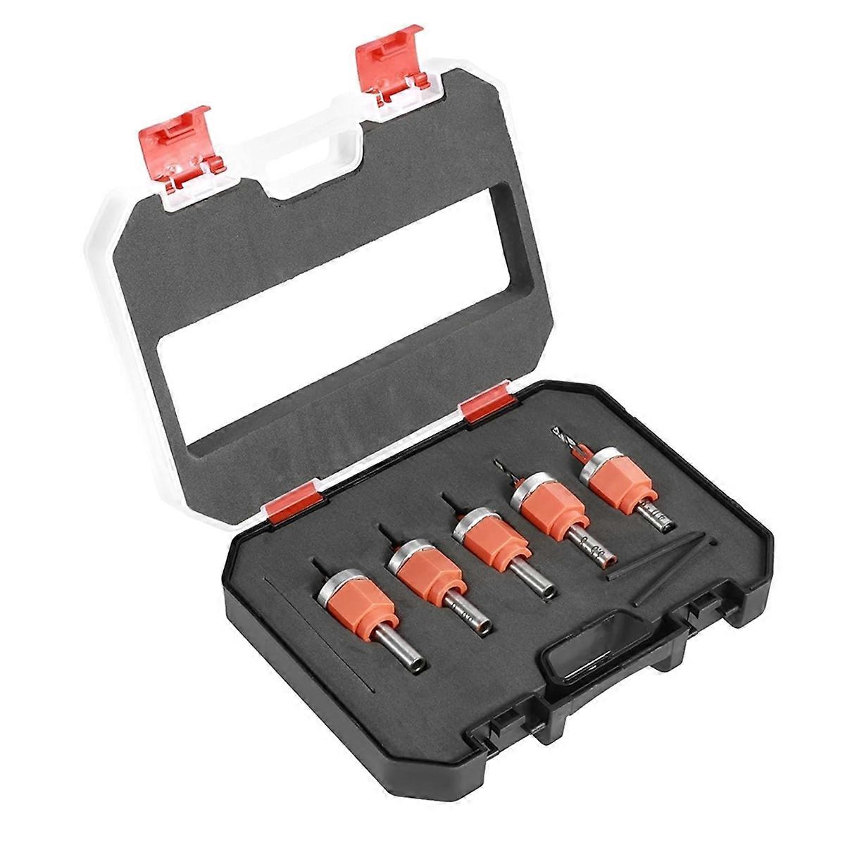 5 Pcs Single Hole Punch, 5/16 Inch Heavy Duty Puncher Adjustable Screw Cover with 5 Limit Countersink Drill Bit