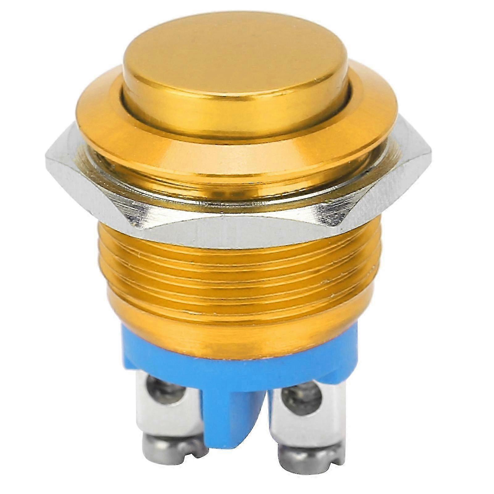 Metal Push Button Switch Waterproof Stainless Steel Self Reset Normally Open 16mm 220V(Yellow ) 2025