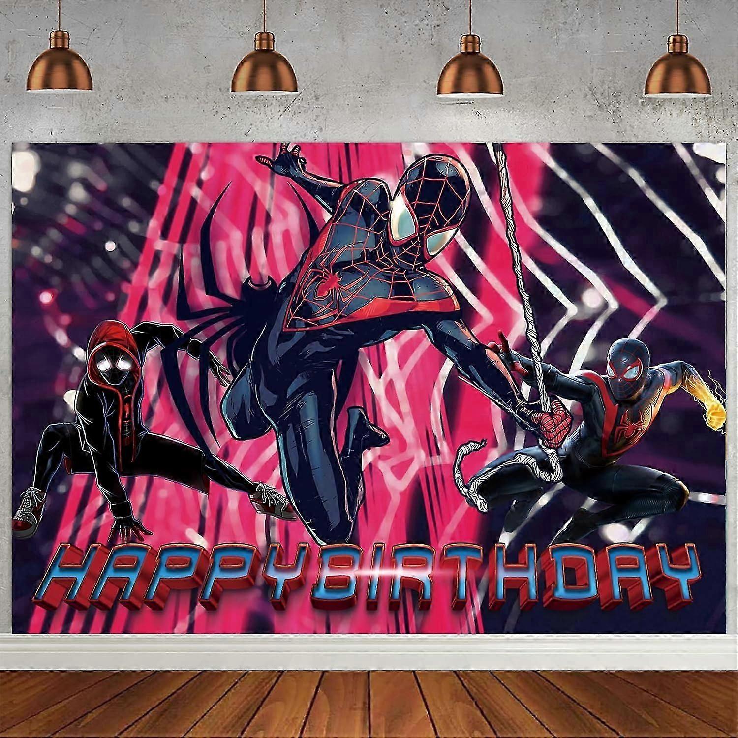 Spider Hero Party Background Miles Morales Childrens Birthday Party Photo Backdrop Background Baby Shower Photography Banner Decoration
