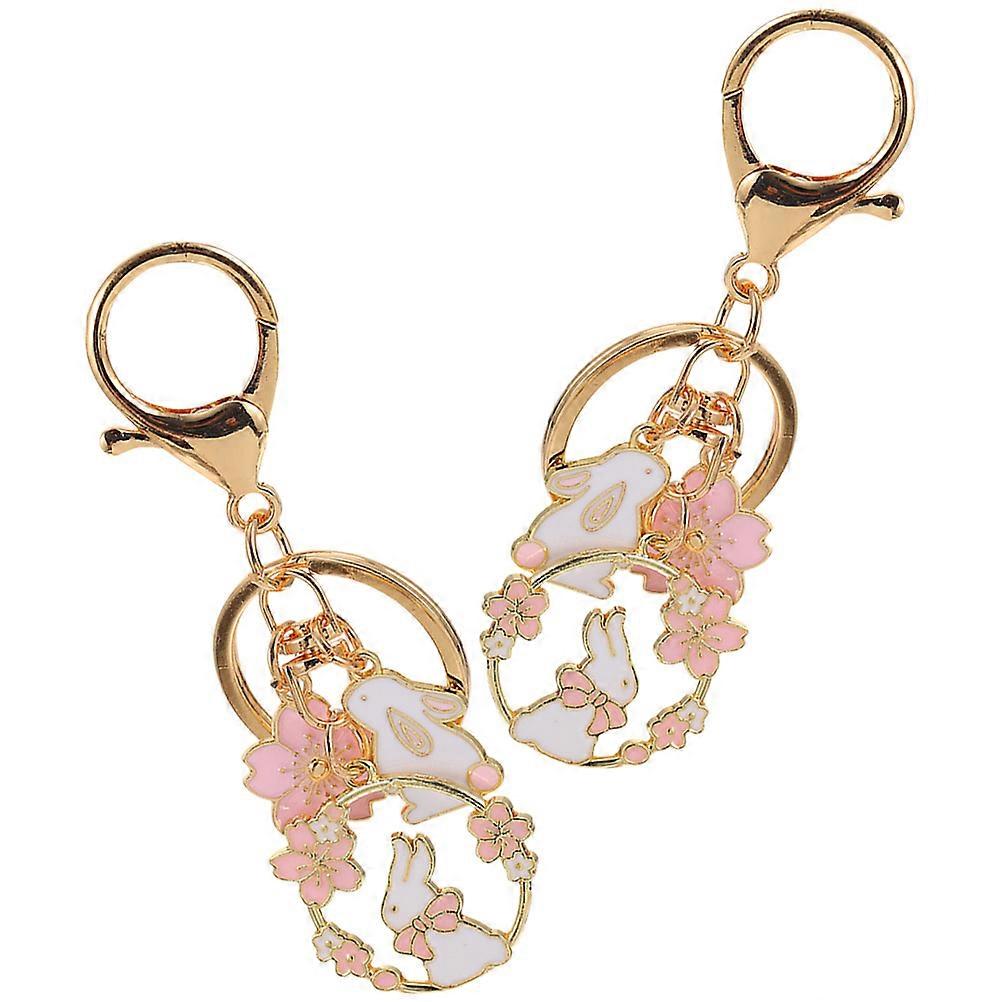 Japanese Keychain Kawaii Rabbit Keychain for Decor 10Pcs Cherry Blossom Keychains