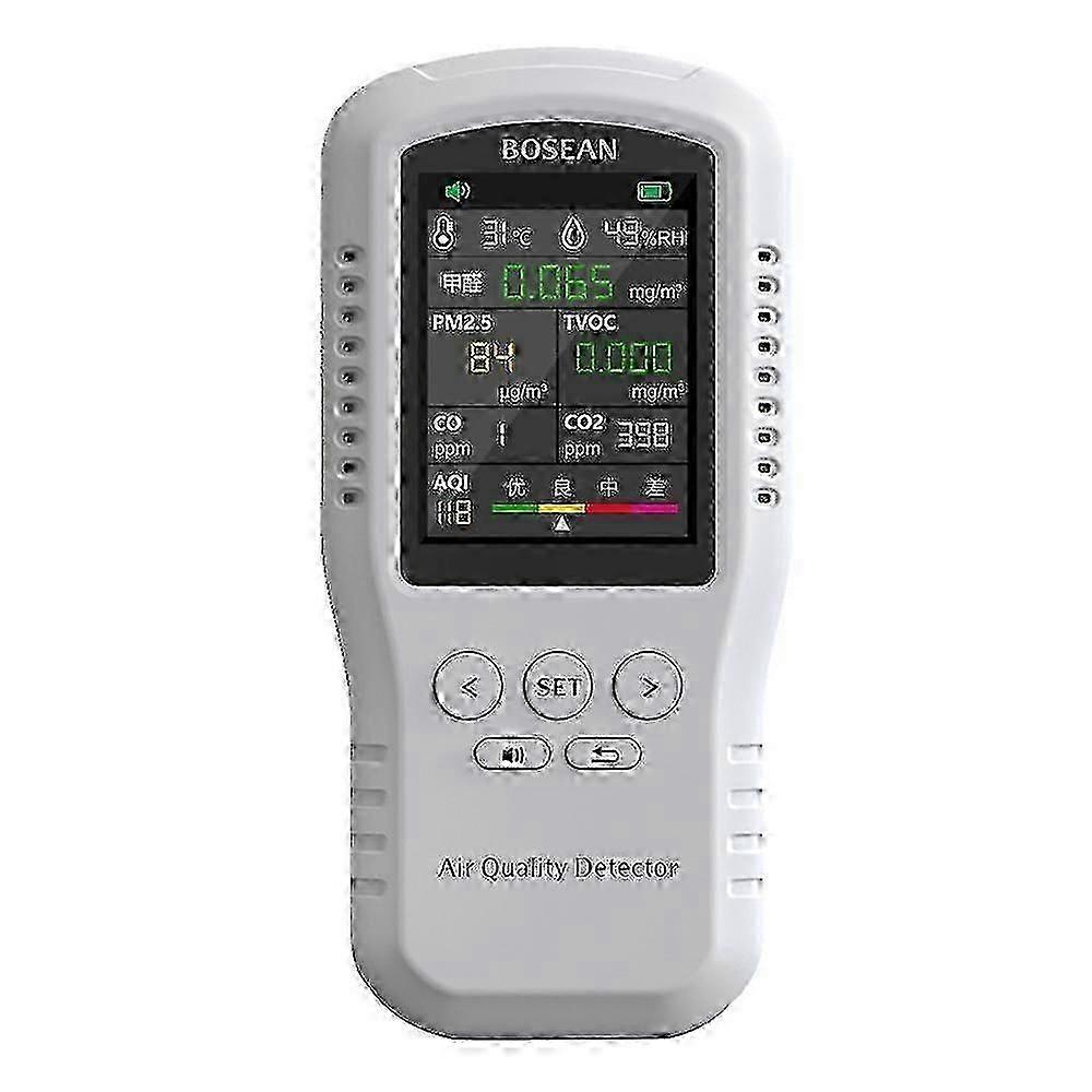 Portable Air Quality Monitor Co2 Co Pm2.5 Hcho Tvoc Temperature Humidity Monitor Home Digital Air Quality Detector Multifunctional Formaldehyde Tester