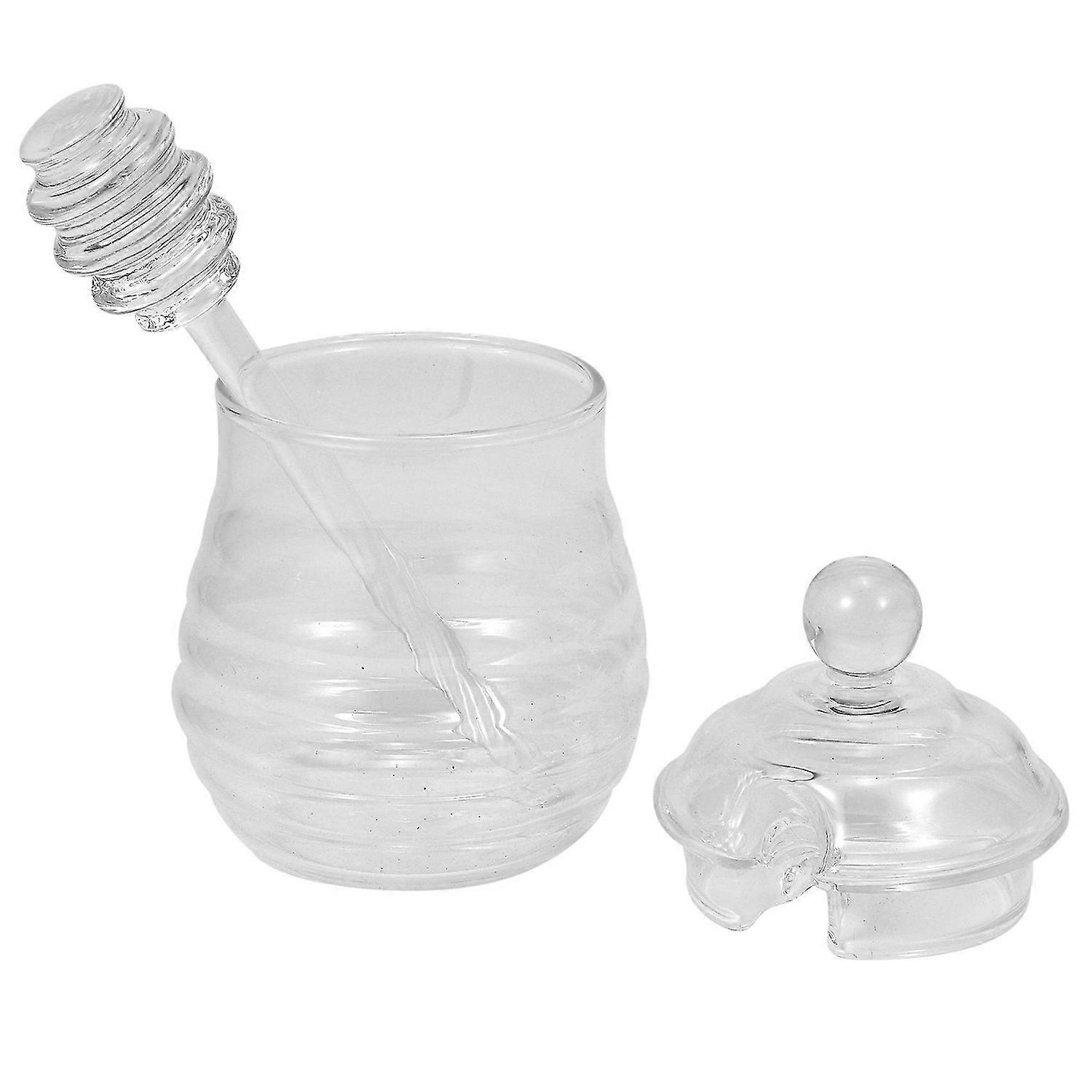 glass honey jar with lid Honey Jar with Dipper, Clear, 9 Ounces