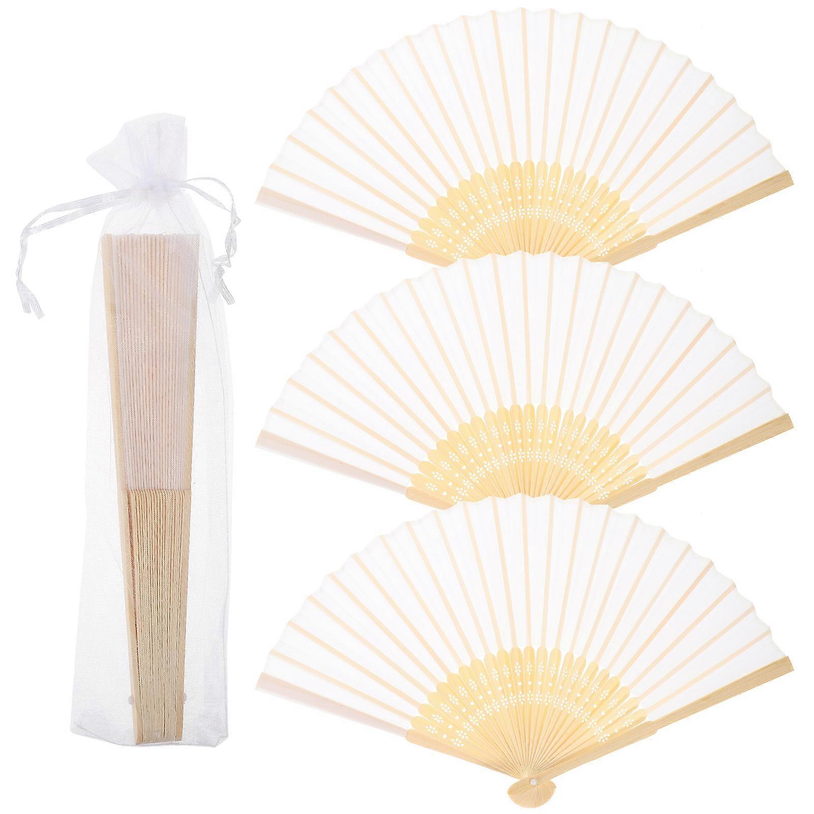 Chinese Handheld Folding Fan for Dancing Party 20Pcs Fabric Fans