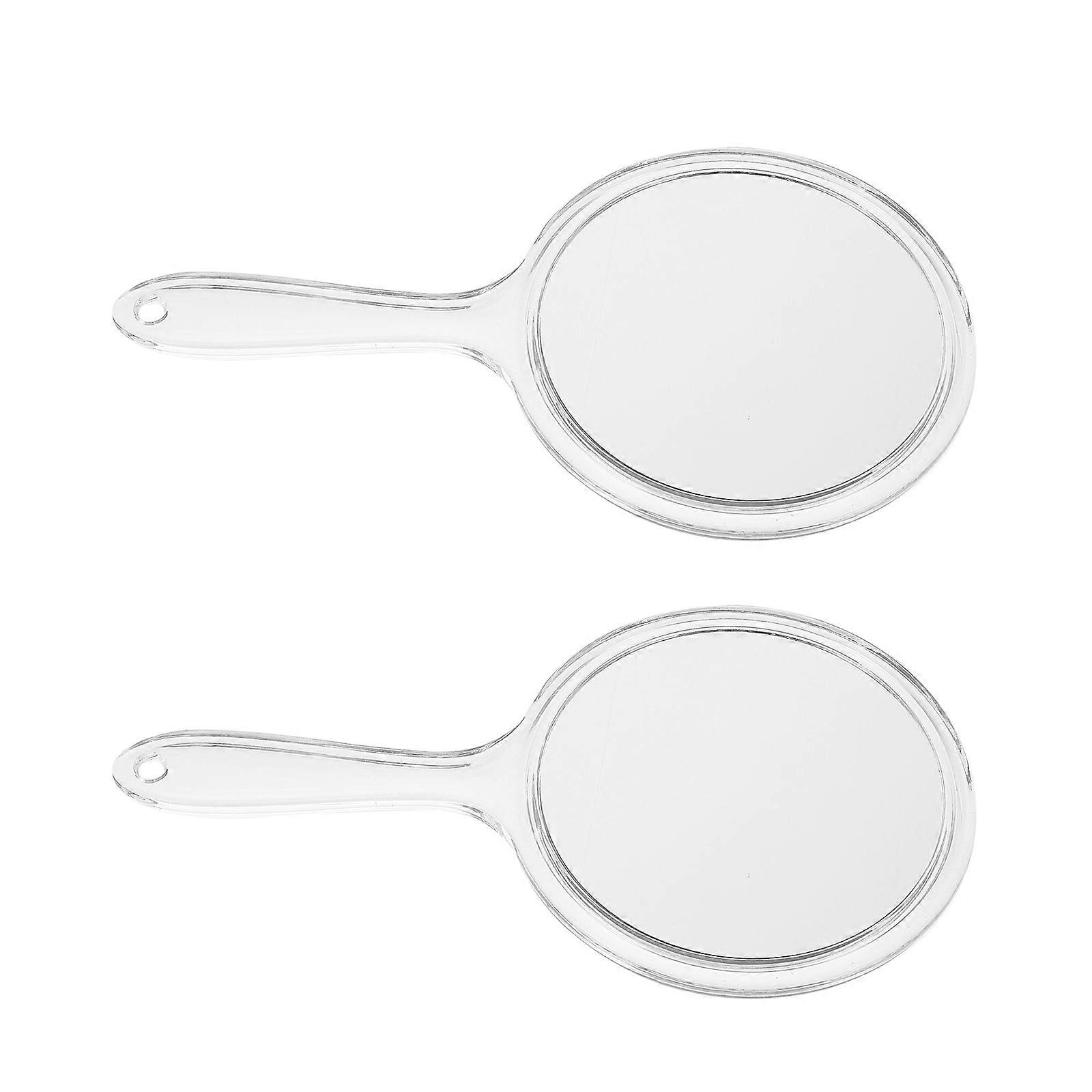 Handheld Mirror Double-Sided Mirror Daily Use Travel Portable White Pp Material 2Pack