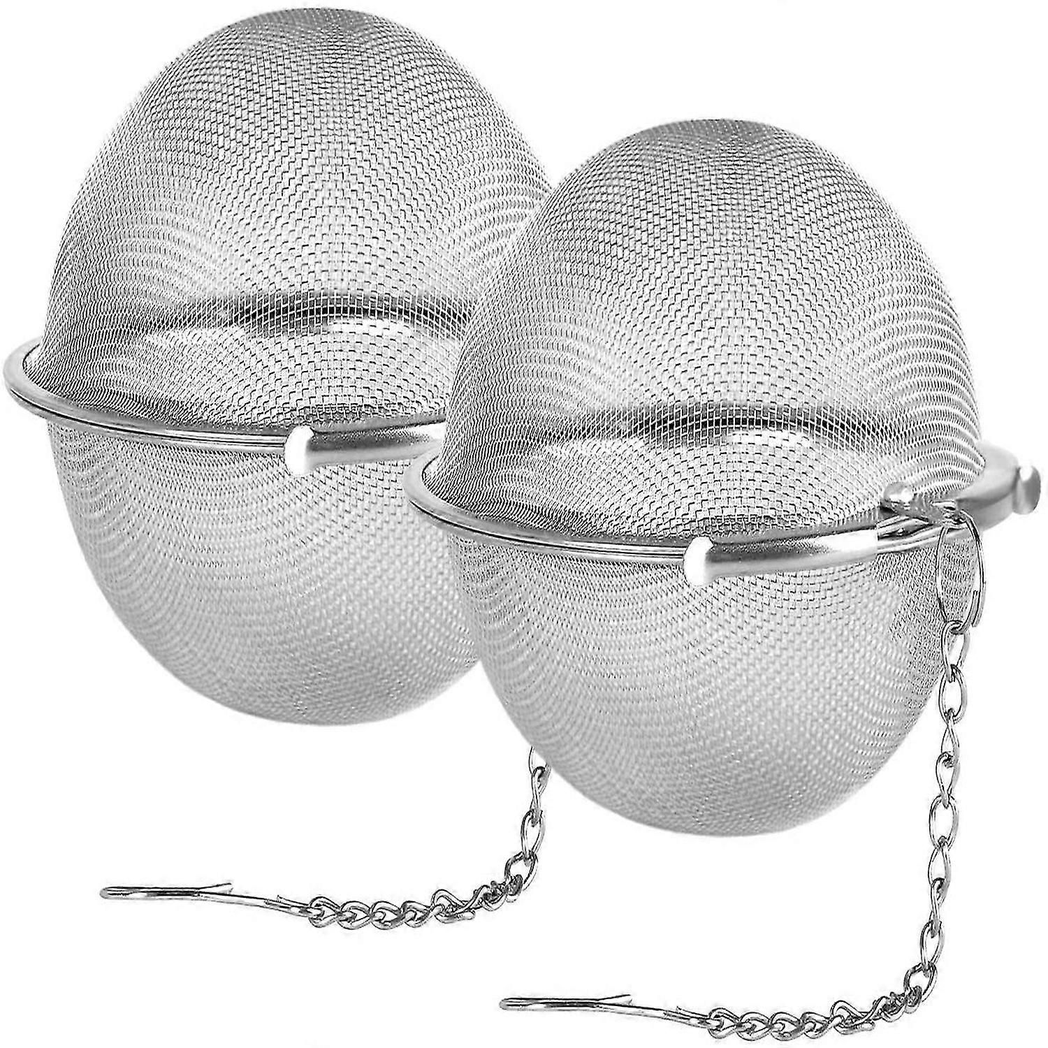 2pcs Bola de chá de malha de aço inoxidável 2,1 polegadas filtros de chá
