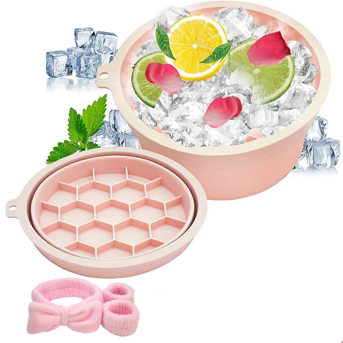 Face Bowl for Ice with Built-in Ice Tray, Silicone Pink