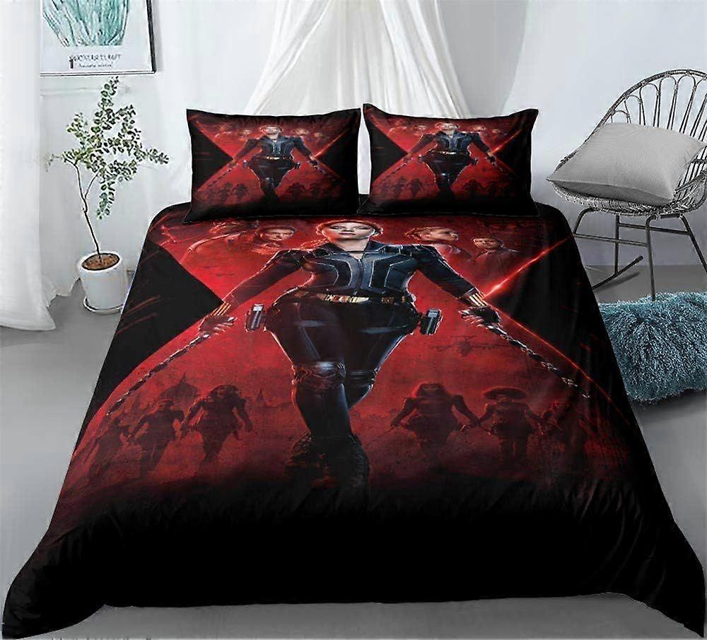 e540 Black Widow Bed Linen Set - Duvet Cover and Pillowcase Microfibre 3D Digital Print Three-Piece Bedding r540