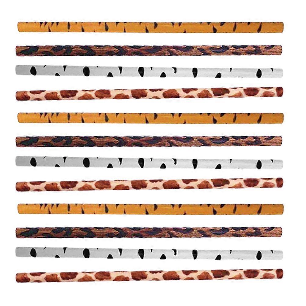 Animal Print Wooden School Pencils Jungle Theme 48Pcs Assorted Colors