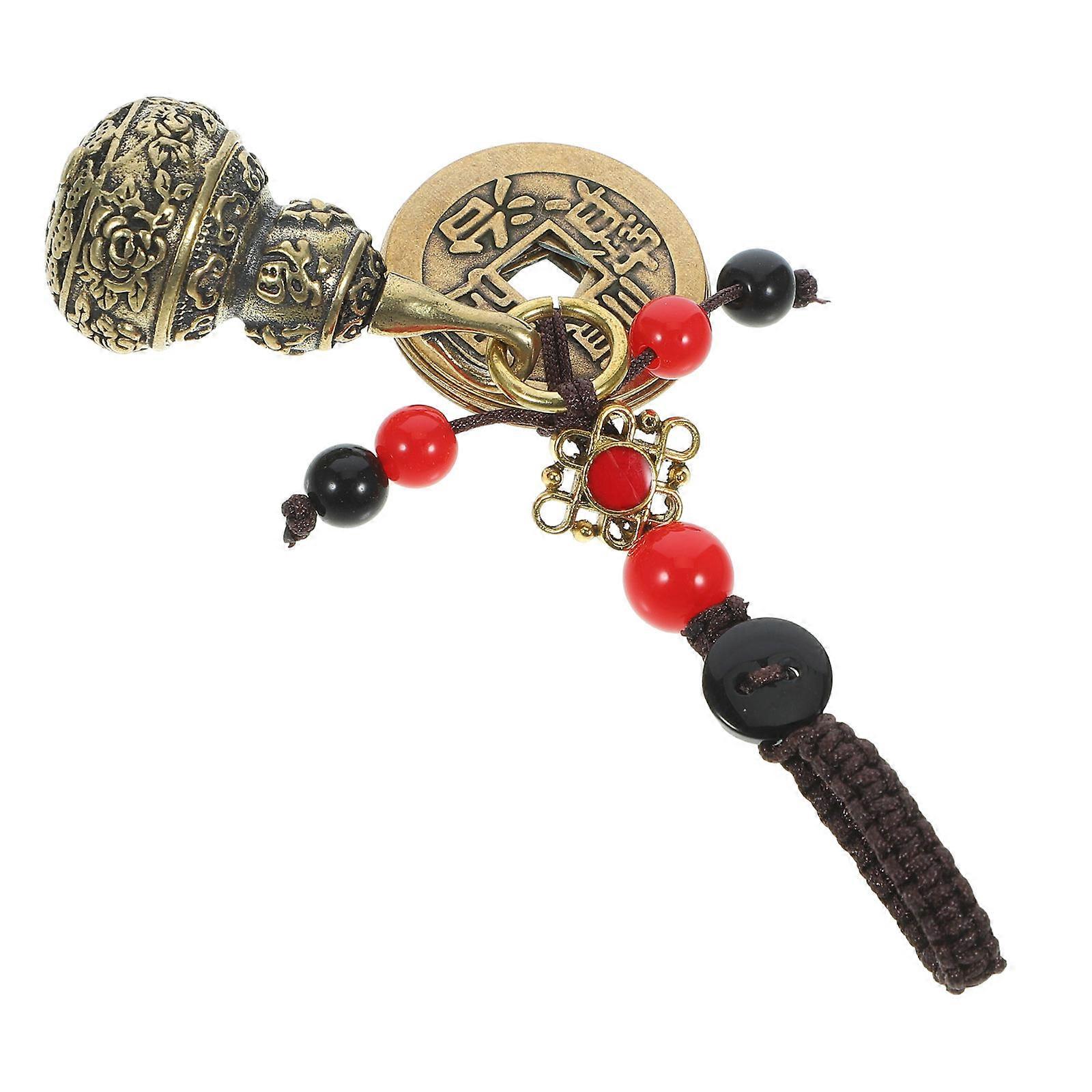 Chinese Style Brass Gourd Keychain for Handbag 2Pcs Decorative Pendant