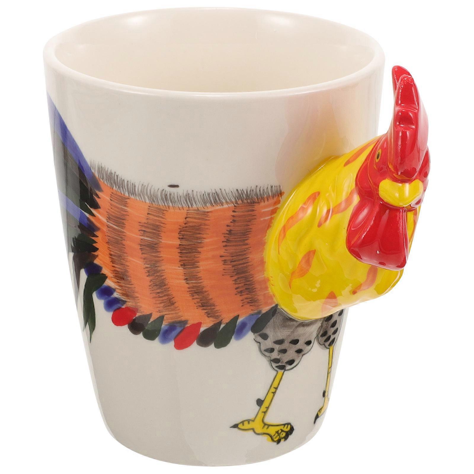 3D Rooster Handle Mug 2Pcs Decorative Use For Office Use Made From Quality Ceramic Material Suitable For Holding Tea
