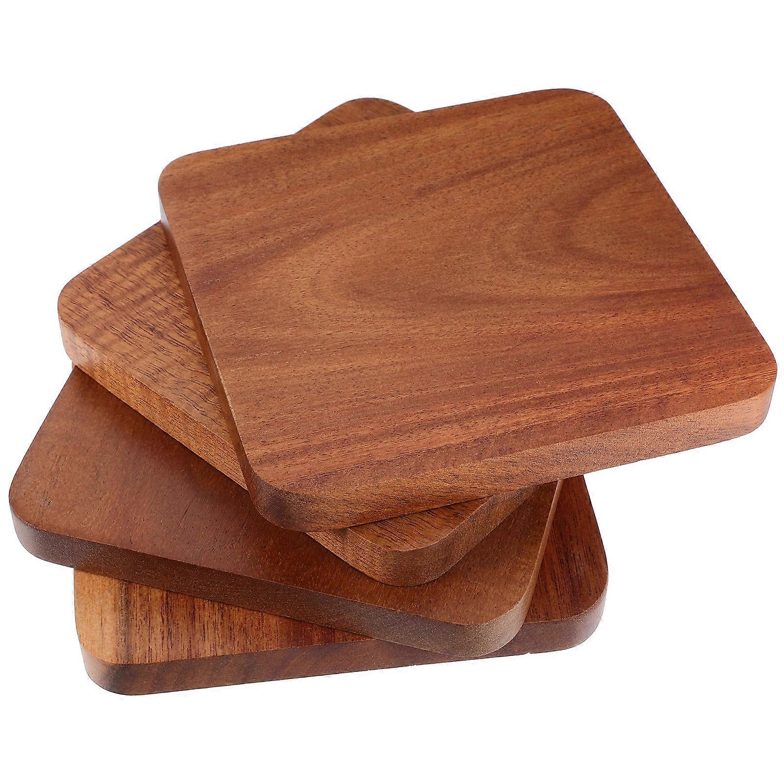 Heat Insulation Wooden Square Coasters 20 Pcs Simple Design Ideal For Using With Coffee And Tea Cups In Home Office