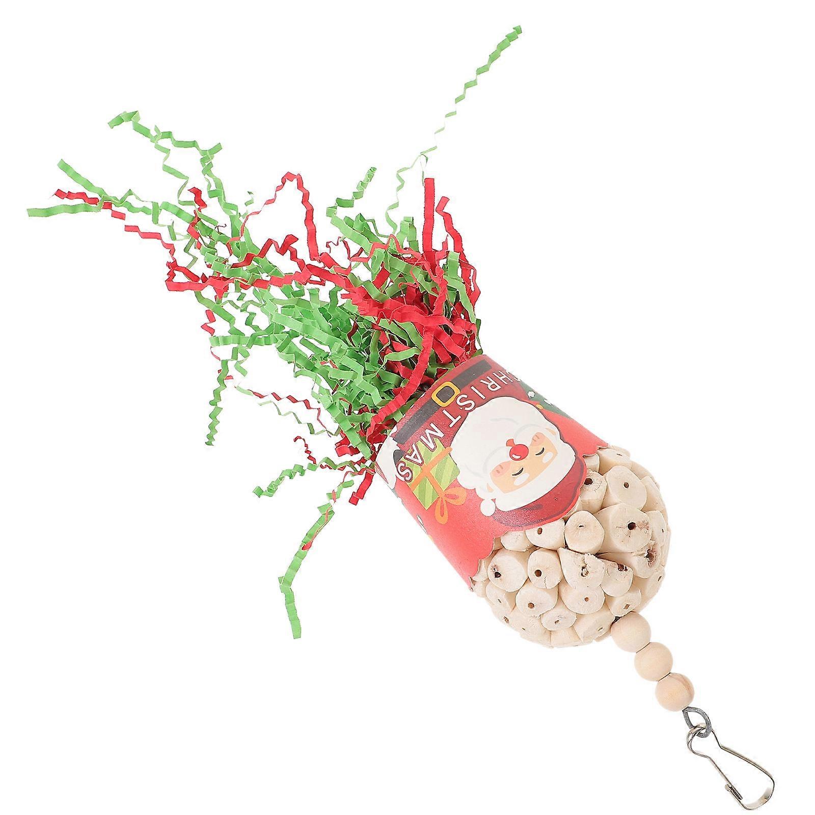 Hanging Bird Cage Toy Made Of Wood For Pet Owners To Enhance Parrot Entertainment During Christmas 1 Set