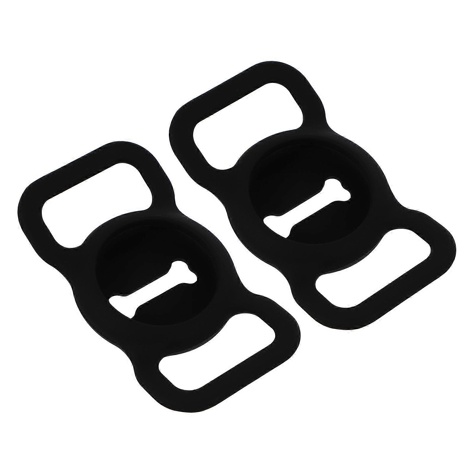 Locator Protective Cases for Pet Tracking Compatible with Apple Bone-Shaped Hollow Design Black Silicone for Collision Protection 2Pcs