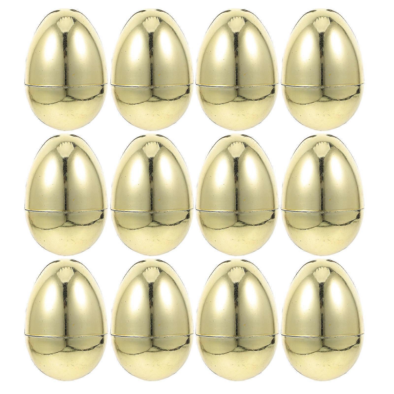 Easter Decorations Plastic Golden Fillable Eggs 12Pcs for Party Fun