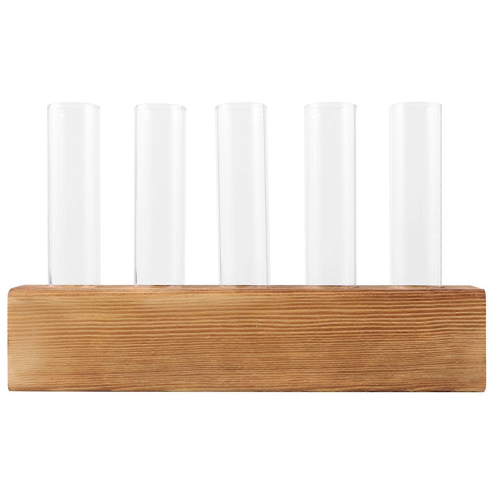 Desktop Planters For Indoor Plants Terrarium Vase With Wooden Base Ideal For Home Office Growth 5Set