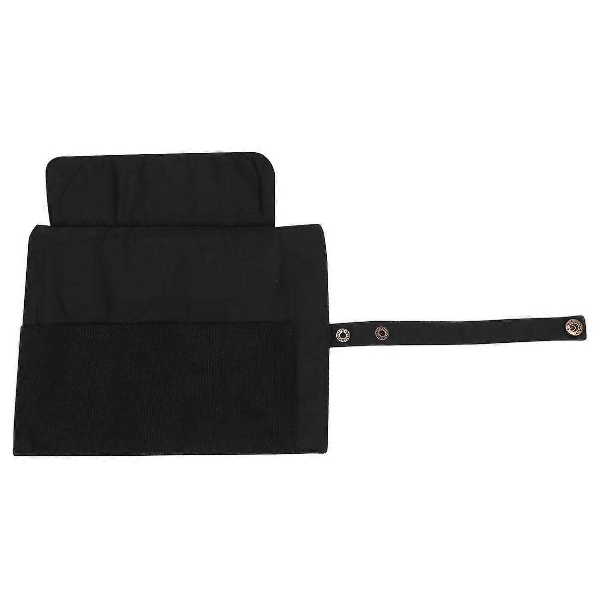 Black Canvas Pencil Bag for Storage Use 3Pcs Japanese Style Roll Organizer