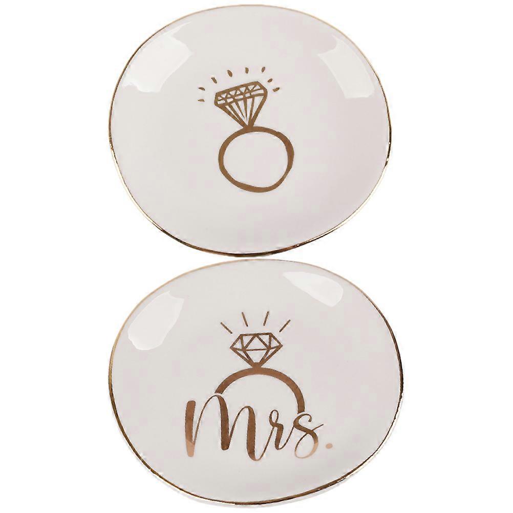 White Jewelry Tray for Storage Use 6Pcs Ceramic Ring Holder Dish