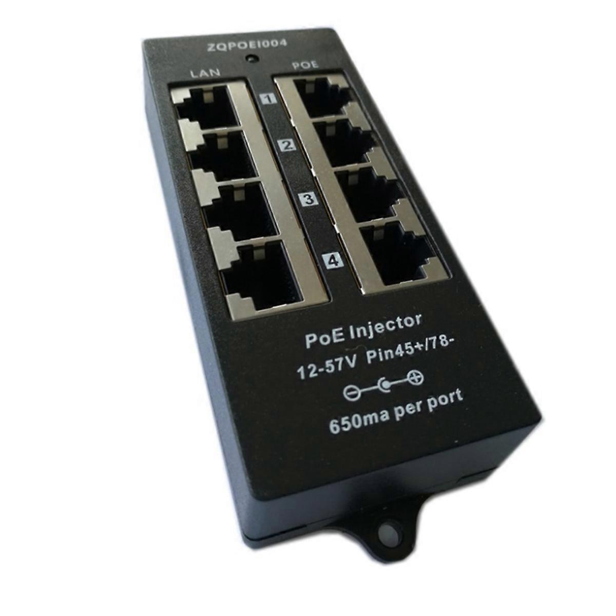 Gigabit 4port PoE Injector PoE Midspan Mode A Operation for 48V PoE Camera, Networking Device Working Wall-Mounted