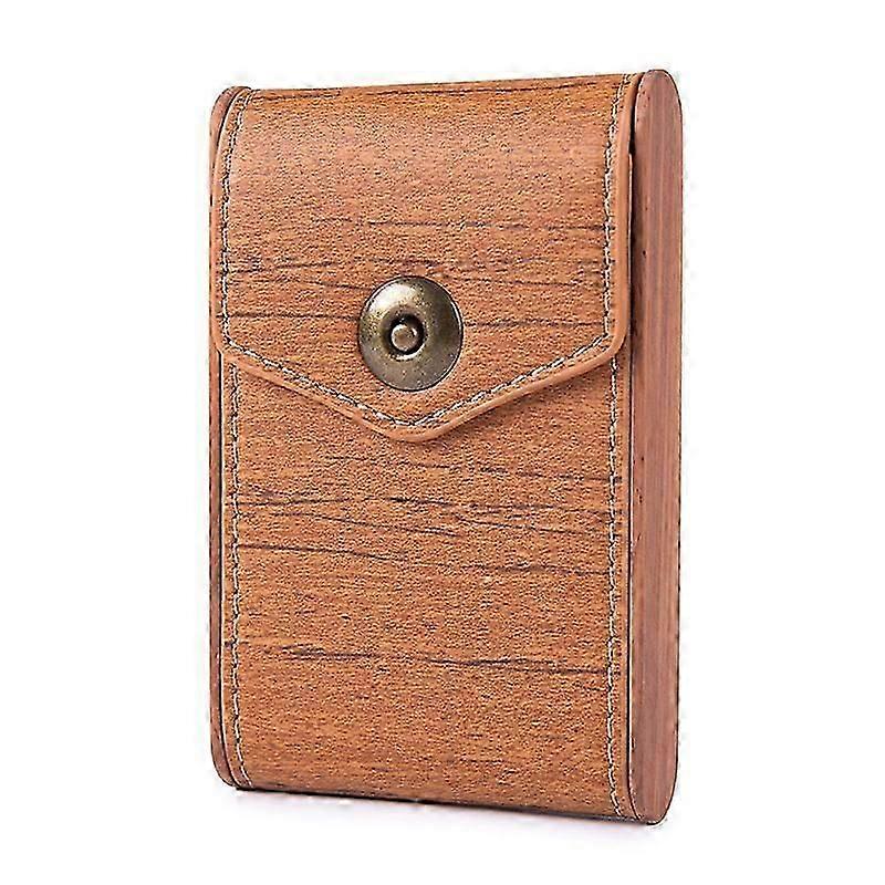 Retro Leather Cigarette Case With Solid Wood Stitching For 20 Pieces