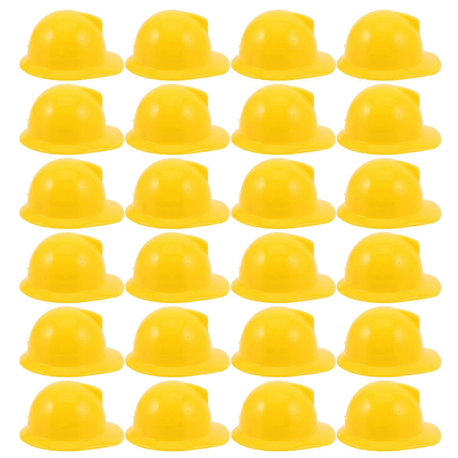 Miniature Construction Hats Plastic Tiny Hard Hat for Doll 75Pcs Yellow